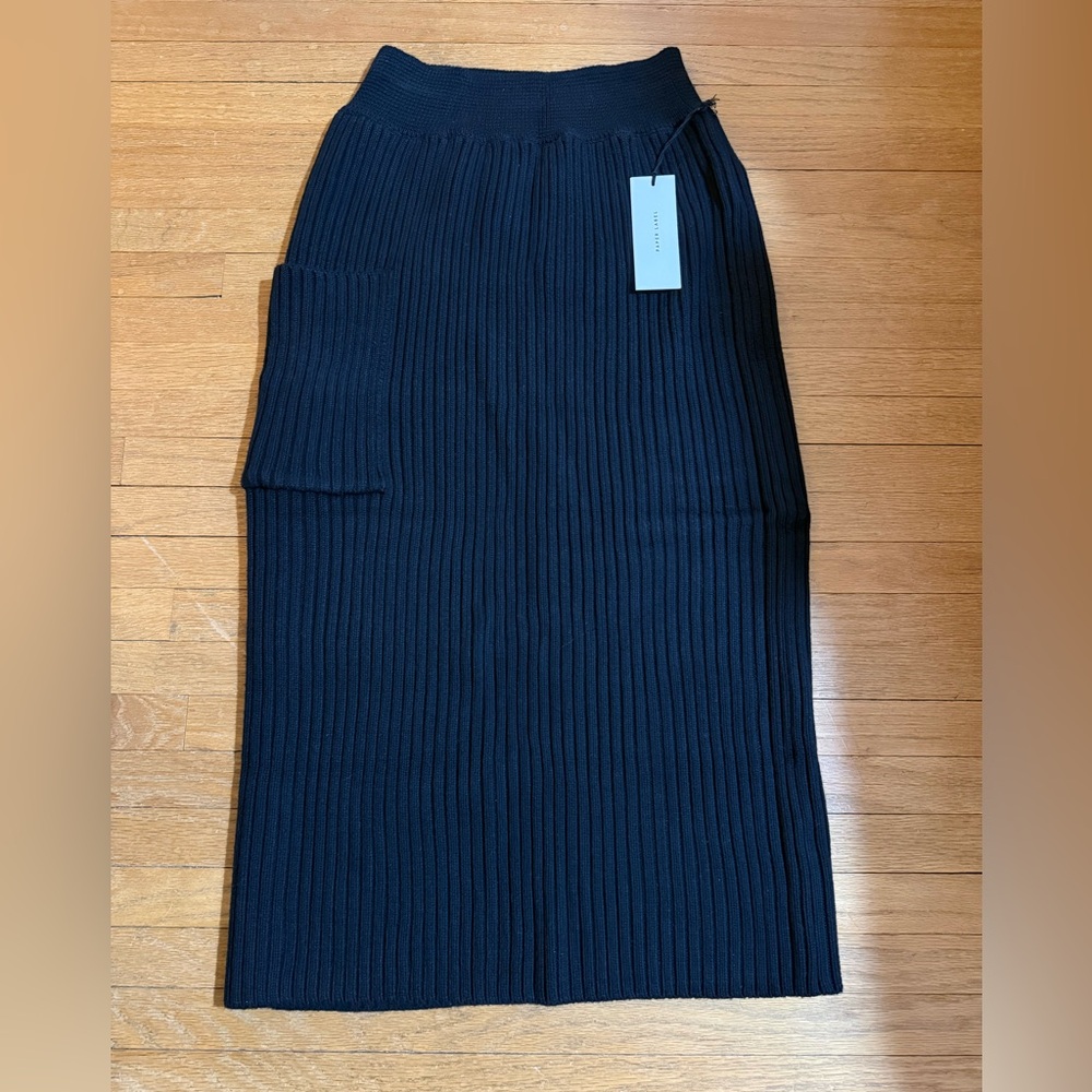 Paper Label Ribbed Knit Pencil Skirt - Black WL, NWT
